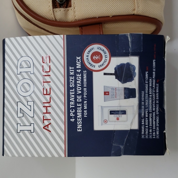 IZOD TRAVE TOILETRY BAG, INCLUDES BODY WASH, WET NAPKINS, BODY SCRUB - Picture 2 of 9